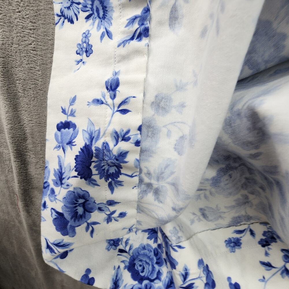 Liz Claiborne Crazy Horse Skirt 12 Blue White Floral Cottagecore Midi Pockets - Picture 6 of 11